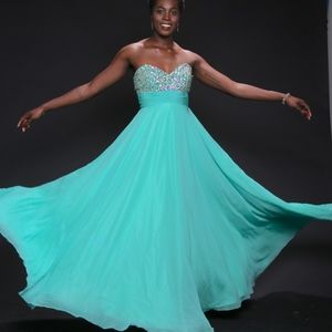 Strapless Jeweled Gown